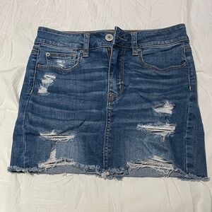 Distressed Denim Skirt